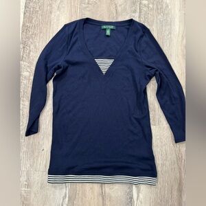 Lauren Ralph Lauren Womens Capri Navy VNeck